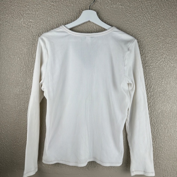 Old Navy Women’s Sz XL White Rib Fitted Long Sleeve T-Shirt - Picture 3 of 5